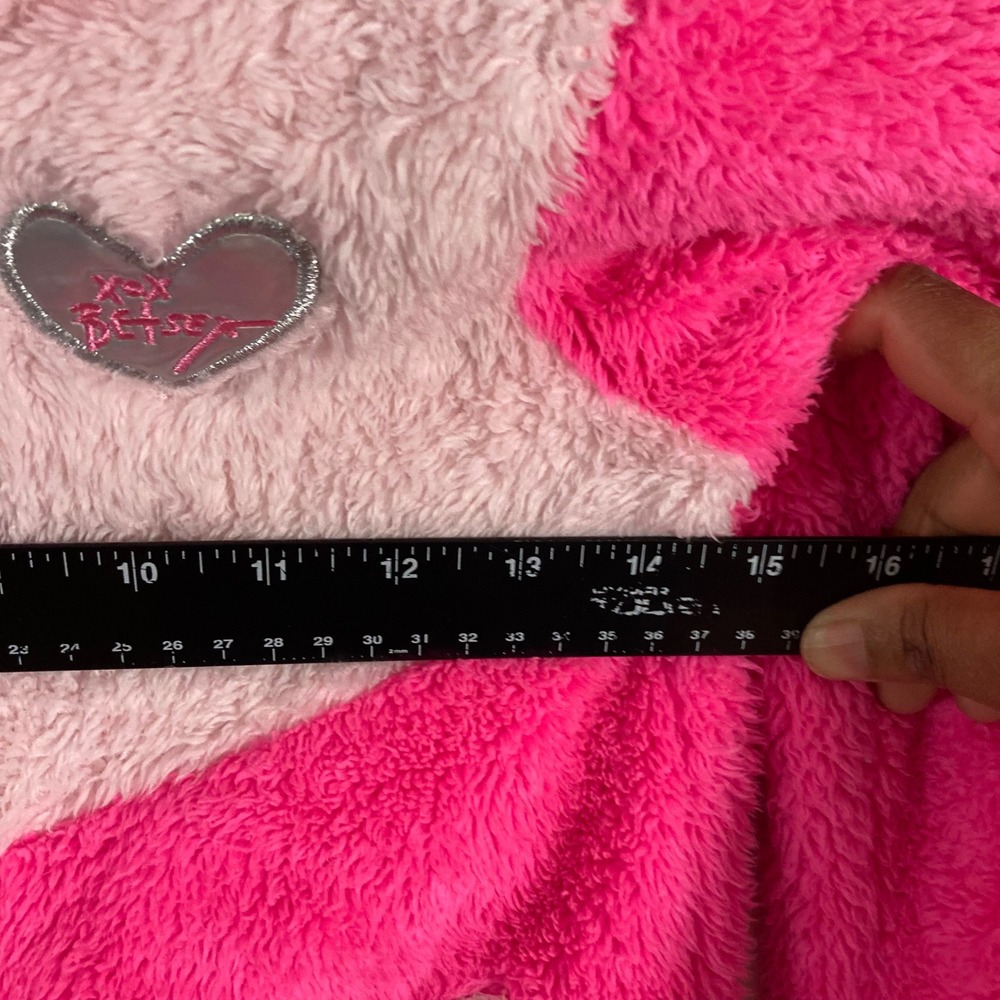 Betsey Johnson Hoodie Kids 7/8 Pink  Sherpa Sequin Colorblock ZIP UP - Picture 6 of 9